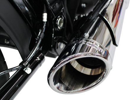 Combat Shorty 2-into-1 Exhaust - Chrome with Chrome End Cap. Fits Softail 2018up. FREEDOM PERFORMANCE EXHAUST