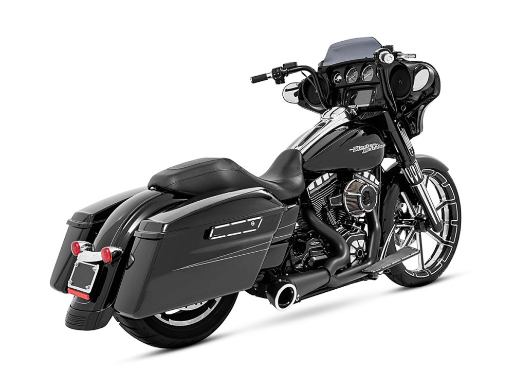 Turnout 2-into-1 Exhaust - Black with Black End Cap. Fits Touring 2017up. FREEDOM PERFORMANCE EXHAUST - Image 2