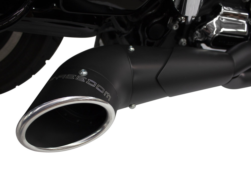 Turnout 2-into-1 Exhaust - Black with Black End Cap. Fits Touring 2017up. FREEDOM PERFORMANCE EXHAUST - Image 3