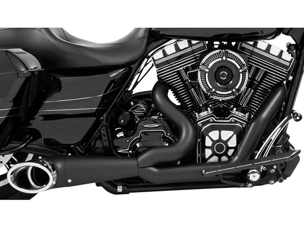 Turnout 2-into-1 Exhaust - Black with Black End Cap. Fits Touring 2017up. FREEDOM PERFORMANCE EXHAUST - Image 4