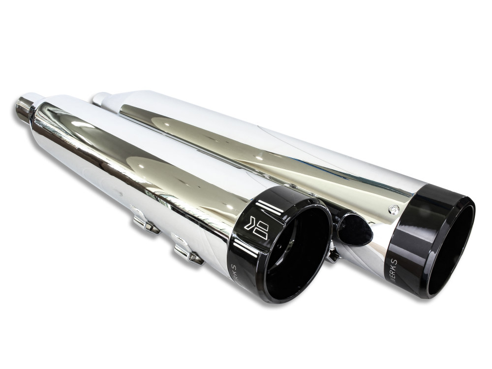 4-1/2in. Klassic Slip-On Mufflers - Chrome with Black End Caps. Fits Touring 2017up. Khrome Werks - Image 2