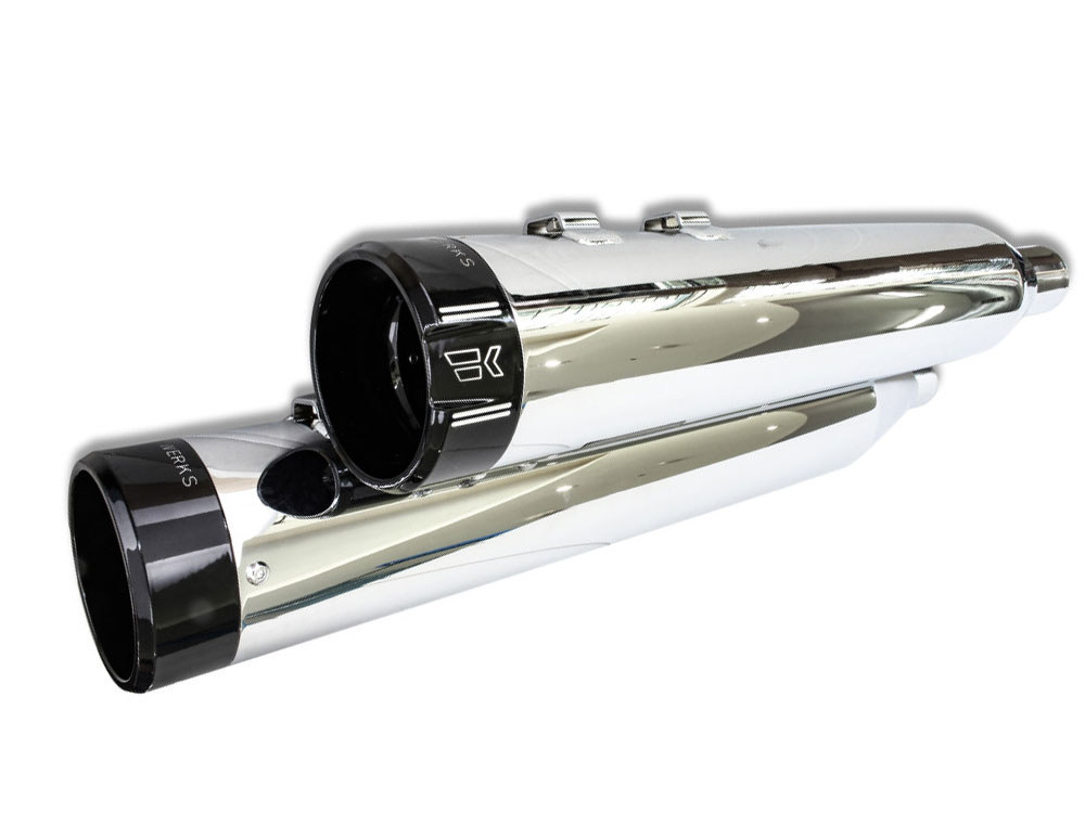 4-1/2in. Klassic Slip-On Mufflers - Chrome with Black End Caps. Fits Touring 2017up. Khrome Werks