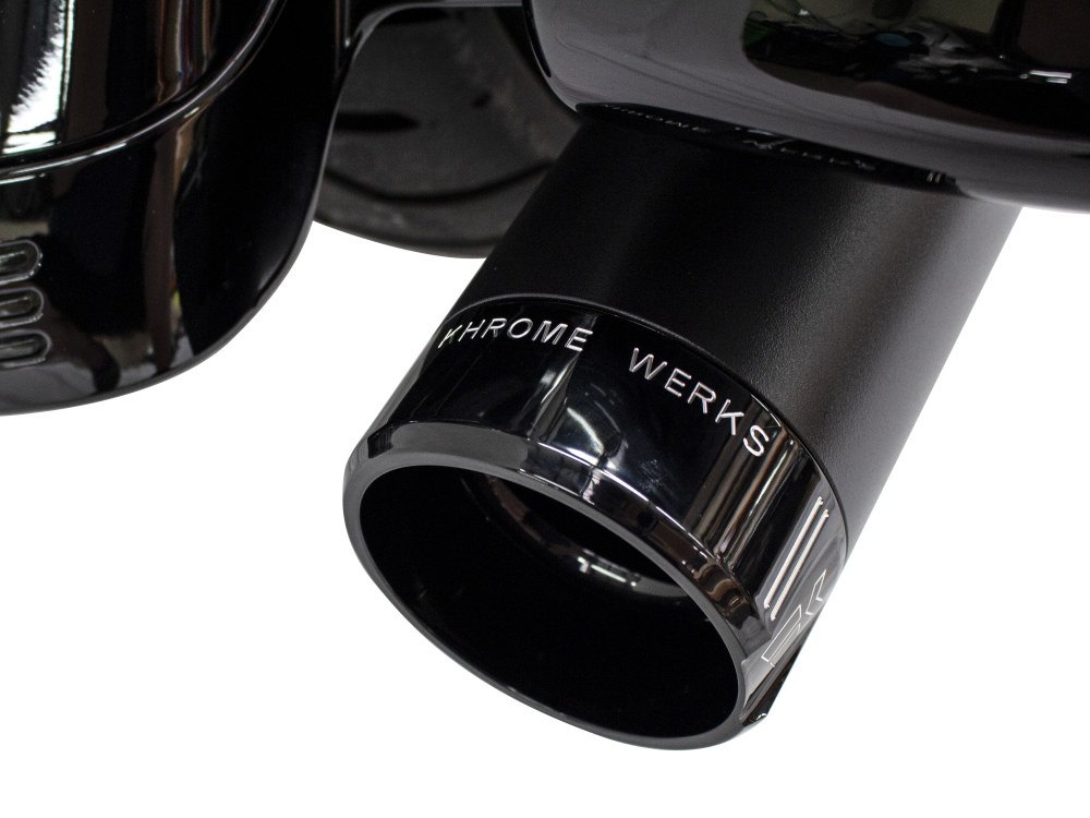 4-1/2in. Klassic Slip-On Mufflers - Black with Black End Caps. Fits Touring 2017up. Khrome Werks - Image 2