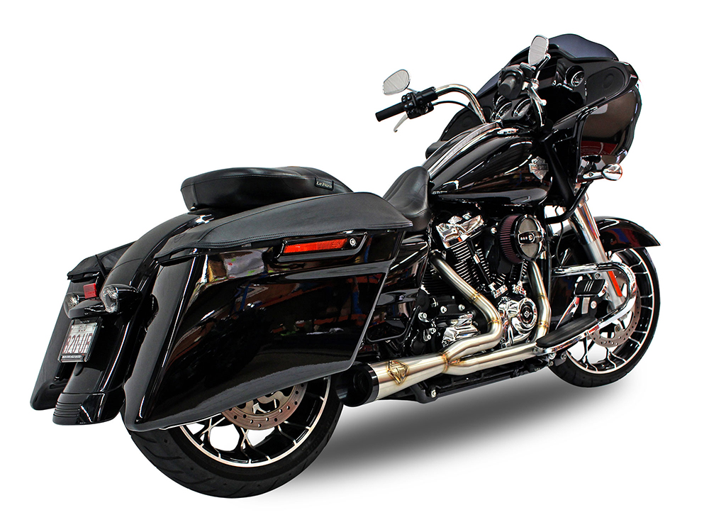 2-into-1 Cutback Exhaust - Stainless Steel with Black End Cap. Fits Touring 2017up. SP Concepts EXHAUST - Image 2