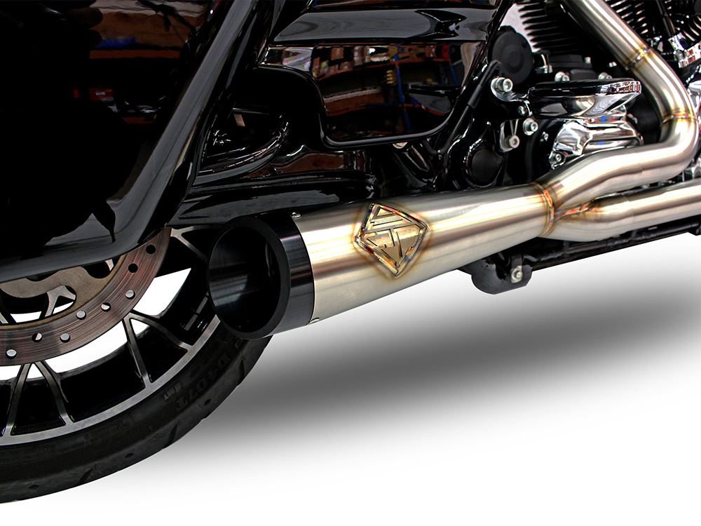 2-into-1 Cutback Exhaust - Stainless Steel with Black End Cap. Fits Touring 2017up. SP Concepts EXHAUST - Image 4