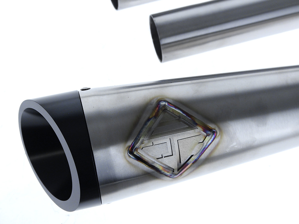 2-into-1 Cutback Exhaust - Stainless Steel with Black End Cap. Fits FXR 1987-1994 SP Concepts EXHAUST - Image 2