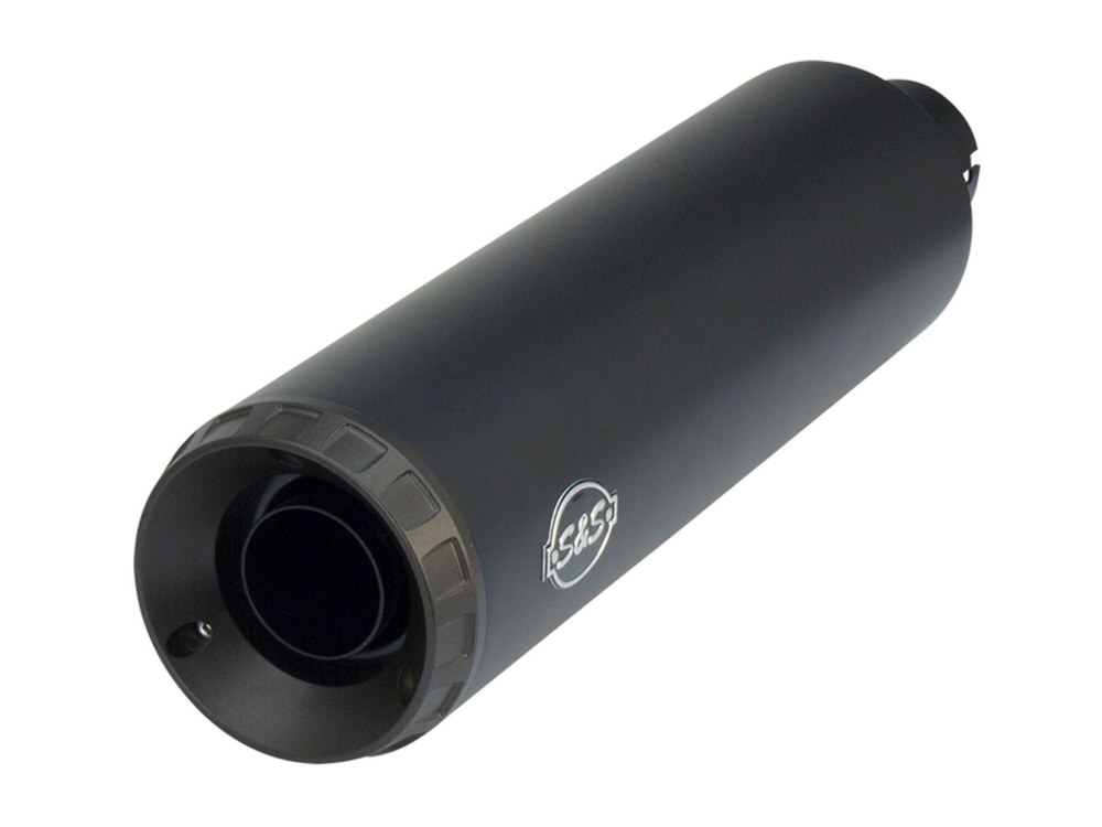 4in. Grand National Slip-On Muffler - Black with Black End Cap. Fits Street 2015-2020. S&S - Image 2