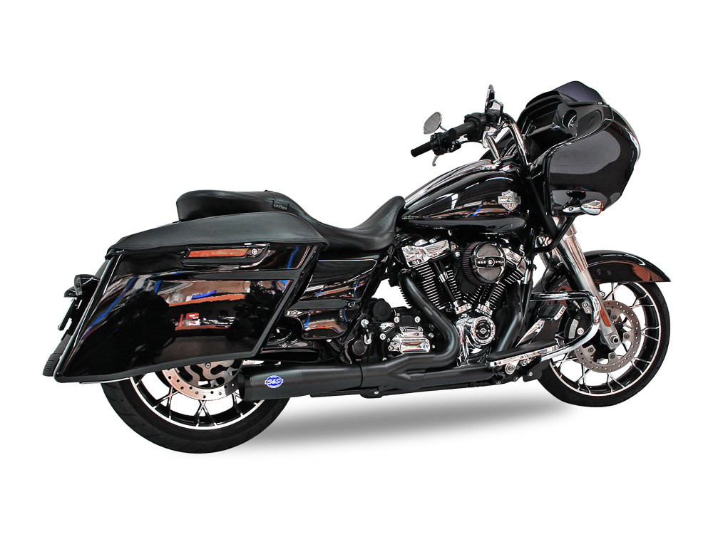 2-into-1 Diamondback Exhaust - Black with Black End Cap. Fits Touring 2017up. S&S - Image 2
