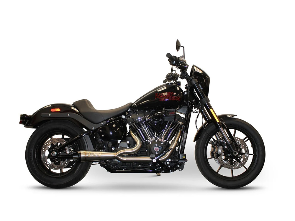 Shorty Turnout 2-into-1 Exhaust - Stainless Steel with Black End Cap. Fits Softail 2018up with Non-240 Rear Tyre TWO BROTHERS RACING EXHAUST - Image 2
