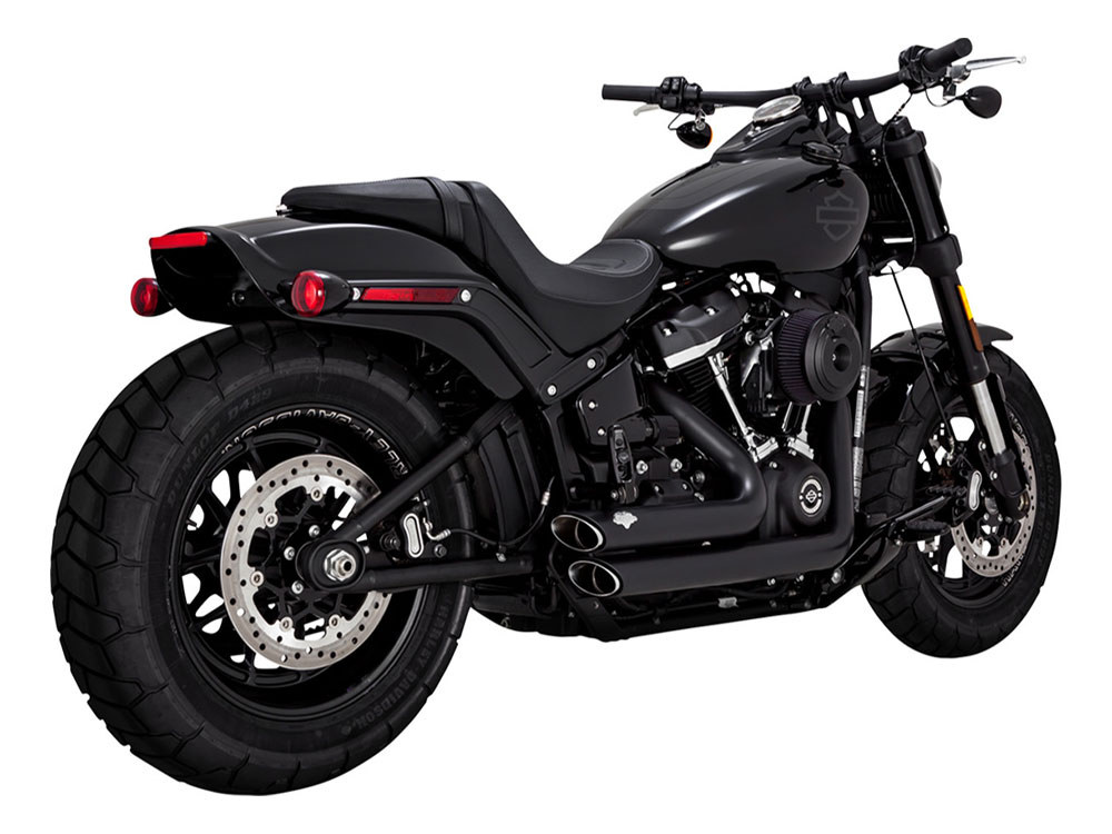 Shortshots Staggered Exhaust - Black. Fits Softail 2018up Non-240 Tyre Models Vance and Hines - Image 2