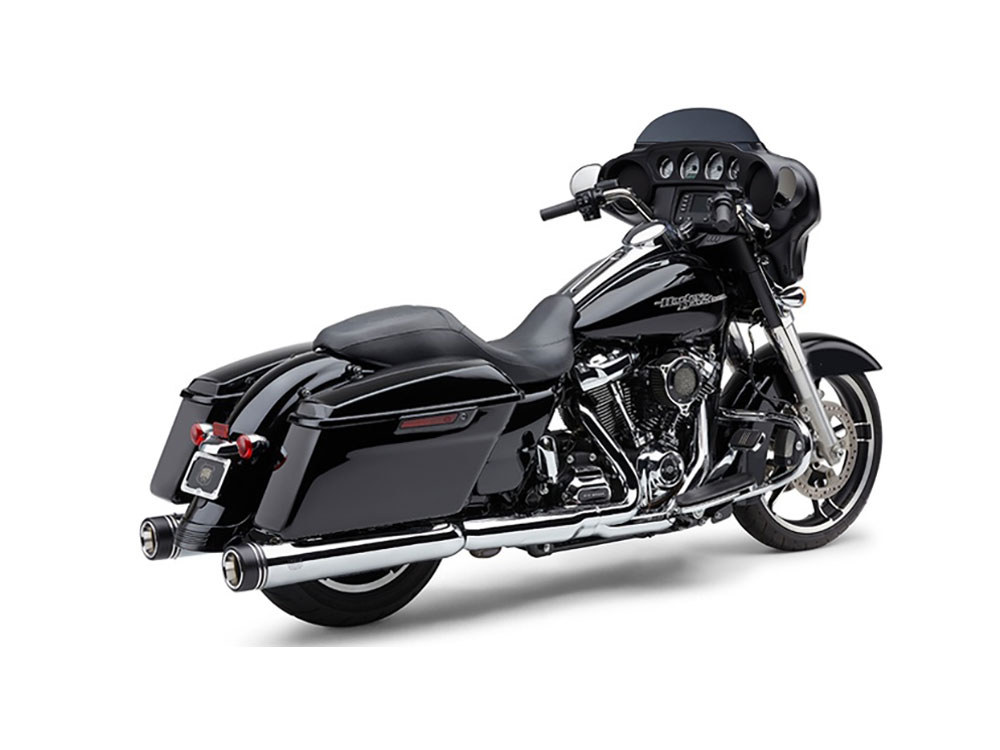 4-1/2in. Gen 2 Neighbor Hater Slip-On Mufflers - Chrome with Black End Caps. Fits Touring 2017up. COBRA EXHAUST