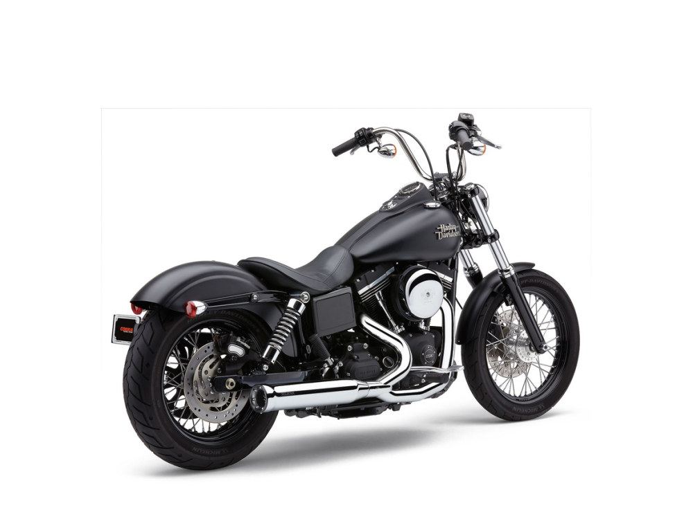 Power Pro 2-into-1 Exhaust - Chrome with Black Race Pro Tip. Fits Dyna 2006-2017 & Dyna Switchback 2012-2016 COBRA EXHAUST