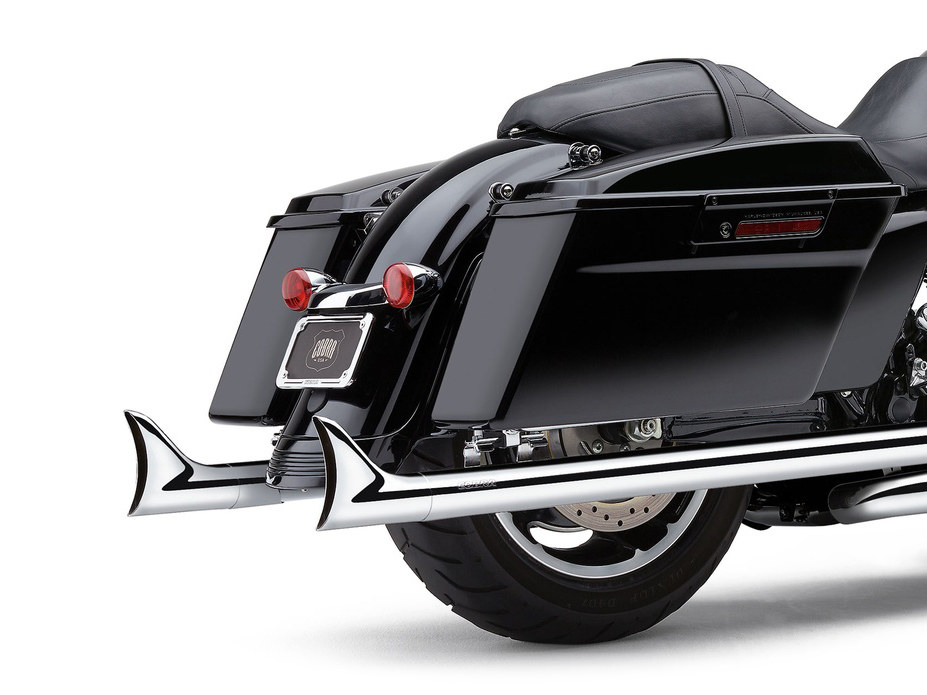 Speedster Dual Exhaust - Chrome with Chrome Fishtail Tips. Fits Touring 2017up. COBRA EXHAUST - Image 2