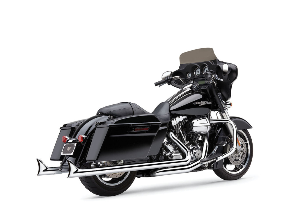 Speedster Dual Exhaust - Chrome with Chrome Fishtail Tips. Fits Touring 2017up. COBRA EXHAUST