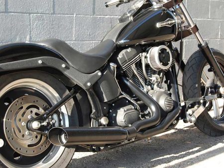 Low Cat 2-into-1 Exhaust - Black. Fits Softail 1986-2017 & Rocker 2008-2011. D&D EXHAUST