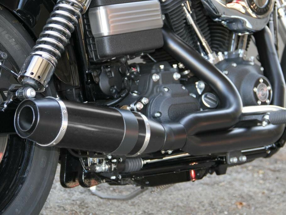 Bob Cat 2-into-1 Exhaust - Black with Black Satin Sleeve Muffler. Fits Softail 1986-2017 & Rocker 2008-2011. D&D EXHAUST - Image 2