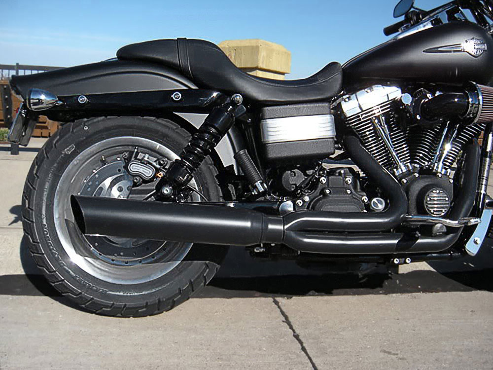 Boarzilla 2-into-1 Exhaust with Upswept Muffler - Black. Fits Dyna 2006-2017. D&D EXHAUST - Image 2