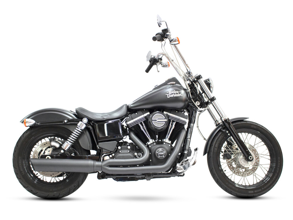 Fat Cat 2-into-1 Exhaust - Black. Fits Dyna 2006-2017 D&D EXHAUST