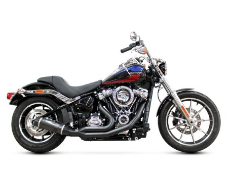 Bob Cat 2-into-1 Exhaust - Black with Carbon Fibre Sleeve Muffler. Fits Softail 2018-2024 Non-240 Tyre Models D&D EXHAUST