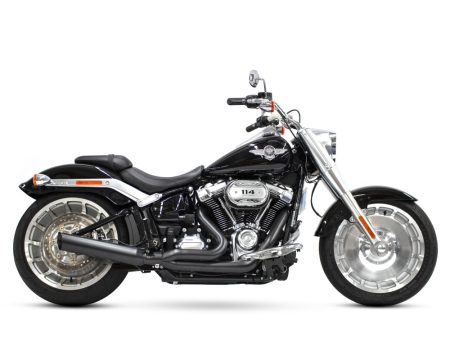 Low Cat 2-into-1 Exhaust - Black. Fits Breakout & Fat Boy 2018up & FXDR 2019up. D&D EXHAUST