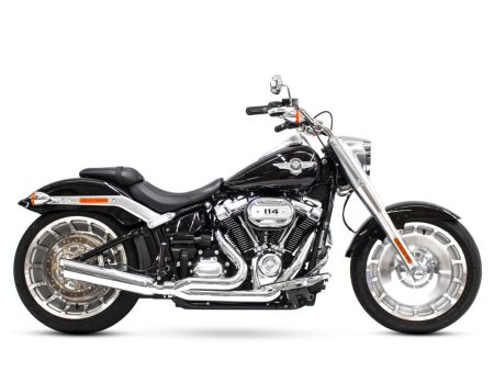 Low Cat 2-into-1 Exhaust - Chrome. Fits Breakout & Fat Boy 2018up & FXDR 2019up. D&D EXHAUST