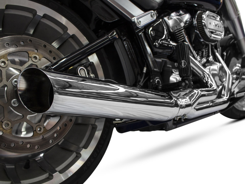 Low Cat 2-into-1 Exhaust - Chrome. Fits Breakout & Fat Boy 2018up & FXDR 2019up. D&D EXHAUST - Image 2