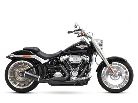 Bob Cat 2-into-1 Exhaust - Black with Black Satin Sleeve Muffler. Fits Breakout & Fat Boy 2018up & FXDR 2019up. D&D EXHAUST