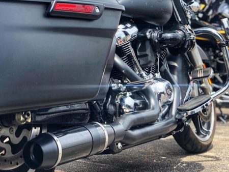 Bob Cat 2-into-1 Exhaust - Black with Black Satin Sleeve Muffler. Fits Touring 2017up. D&D EXHAUST