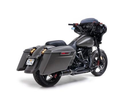 Bob Cat 2-into-1 Exhaust - Black with Carbon Fibre Sleeve Muffler. Fits Touring 2017up. D&D EXHAUST