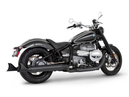4in. Two-Step Slip-On Mufflers - Black with Sharktail Tips. Fits BMW R-18 2021up. FREEDOM PERFORMANCE EXHAUST