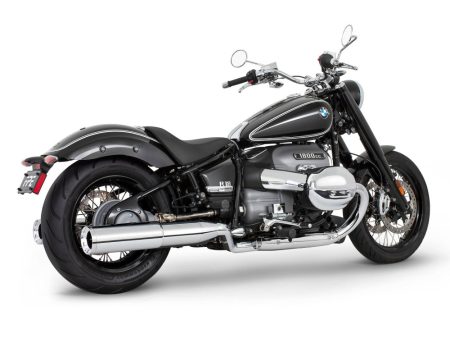 4.5in. Two-Step Slip-On Mufflers - Chrome with Chrome Straight Tips. Fits BMW R-18 2021up. FREEDOM PERFORMANCE EXHAUST