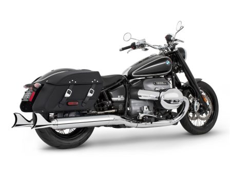 4in. Two-Step Slip-On Mufflers - Chrome with Sharktail Tips. Fits BMW R-18 Classic 2021up. FREEDOM PERFORMANCE EXHAUST