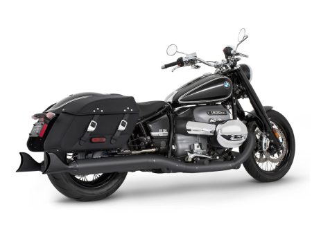 4in. Two-Step Slip-On Mufflers - Black with Sharktail Tips. Fits BMW R-18 Classic 2021up. FREEDOM PERFORMANCE EXHAUST