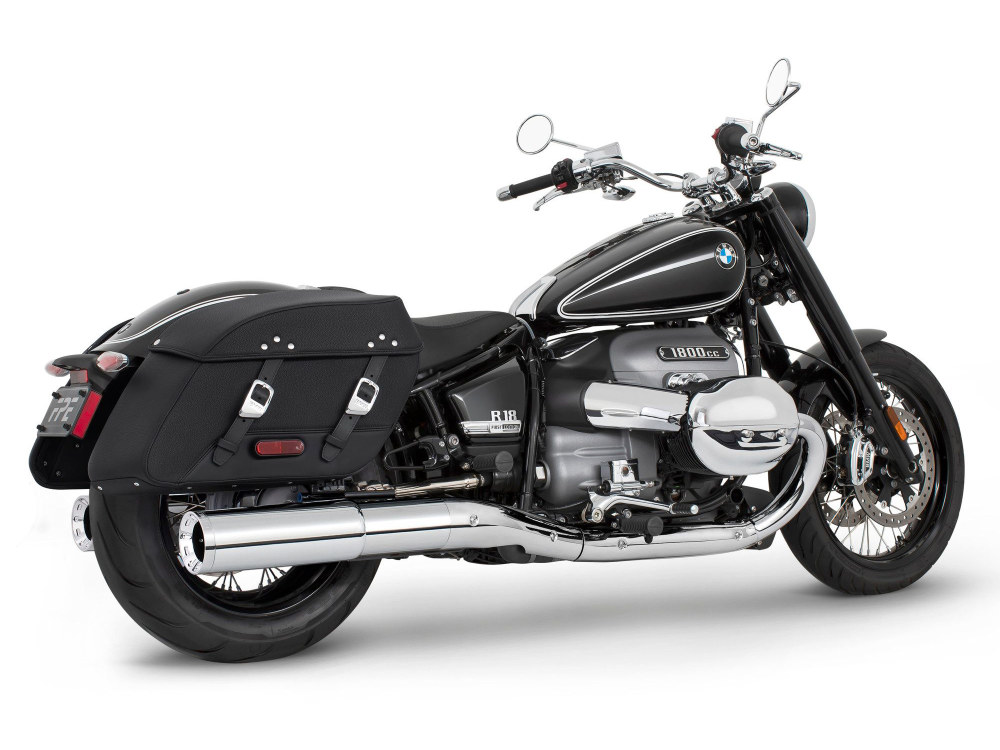 4.5in. Two-Step Slip-On Mufflers - Chrome with Chrome Straight Tips. Fits BMW R-18 Classic 2021up. FREEDOM PERFORMANCE EXHAUST