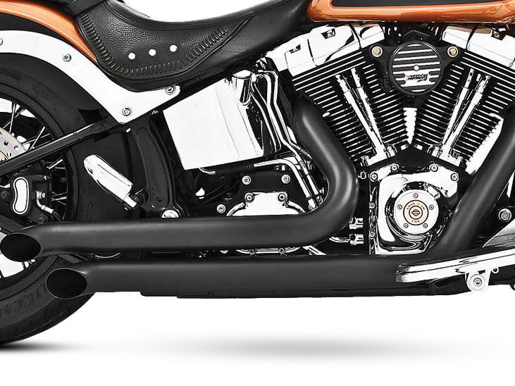 Declaration Turnouts Exhaust - Black. Fits Softail 1986-2017. FREEDOM PERFORMANCE EXHAUST - Image 2