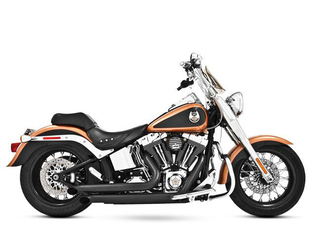 Declaration Turnouts Exhaust - Black. Fits Softail 1986-2017. FREEDOM PERFORMANCE EXHAUST