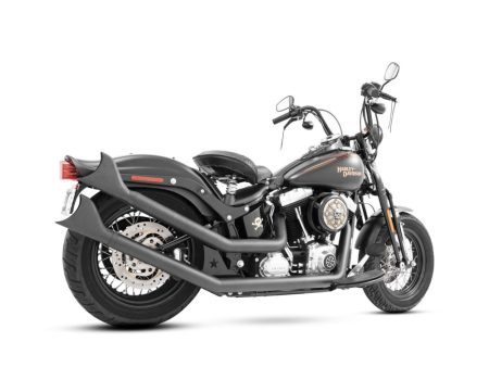 Upswept Exhaust - Black with Black Sharktail End Caps. Fits Softail 1986-2017 FREEDOM PERFORMANCE EXHAUST