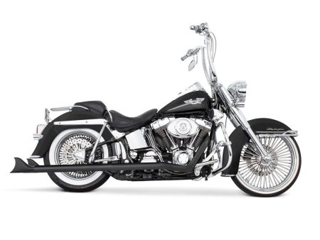 36in. True Dual SharkTail Exhaust - Black. Fits Softail 2007-2017. FREEDOM PERFORMANCE EXHAUST