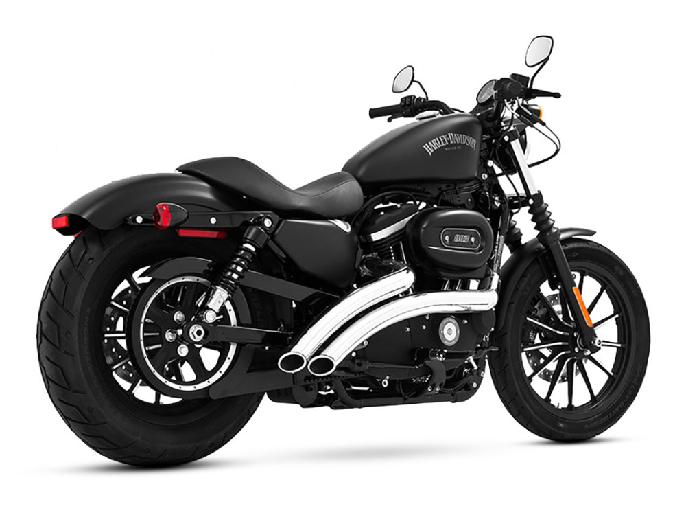 Radical Radius Exhaust - Chrome with Chrome End Caps. Fits Sportster 1986-2021. FREEDOM PERFORMANCE EXHAUST - Image 2