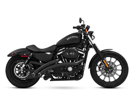 Radical Radius Exhaust - Black with Black End Caps. Fits Sportster 1986-2021. FREEDOM PERFORMANCE EXHAUST