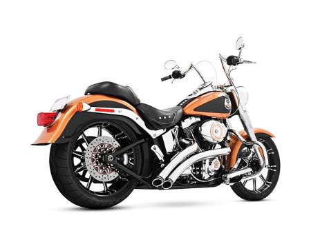 Radical Radius Exhaust - Chrome with Chrome End Caps. Fits Softail 1986-2017. FREEDOM PERFORMANCE EXHAUST