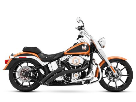 Radical Radius Exhaust - Black with Black End Caps. Fits Softail 1986-2017. FREEDOM PERFORMANCE EXHAUST