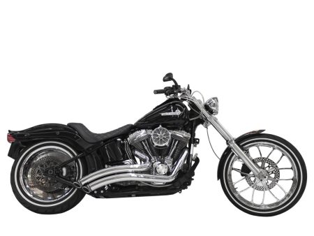 Sharp Curve Radius Exhaust - Chrome with Black End Caps. Fits Softail 1986-2017. FREEDOM PERFORMANCE EXHAUST