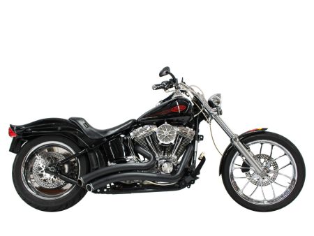 Sharp Curve Radius Exhaust - Black with Black End Caps. Fits Softail 1986-2017. FREEDOM PERFORMANCE EXHAUST