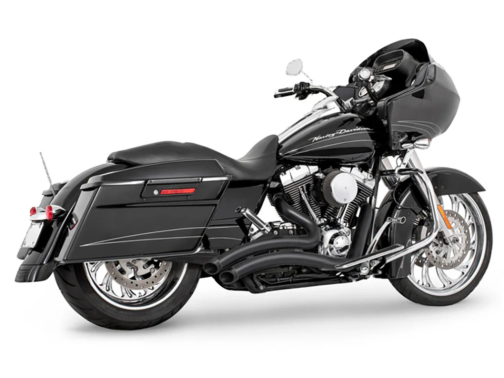 Sharp Curve Radius Exhaust - Black with Black End Caps. Fits Touring 1995-2016 FREEDOM PERFORMANCE EXHAUST