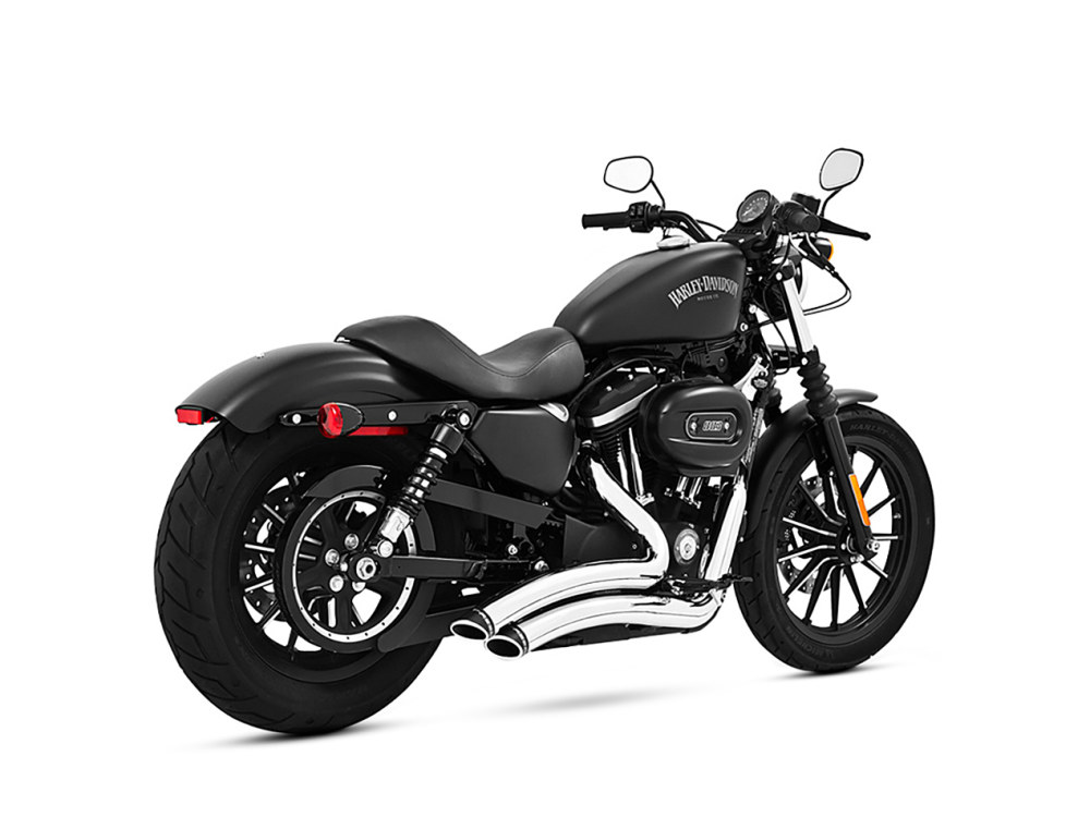 Sharp Curve Radius Exhaust - Chrome with Black End Caps. Fits Sportster 2004-2021 FREEDOM PERFORMANCE EXHAUST