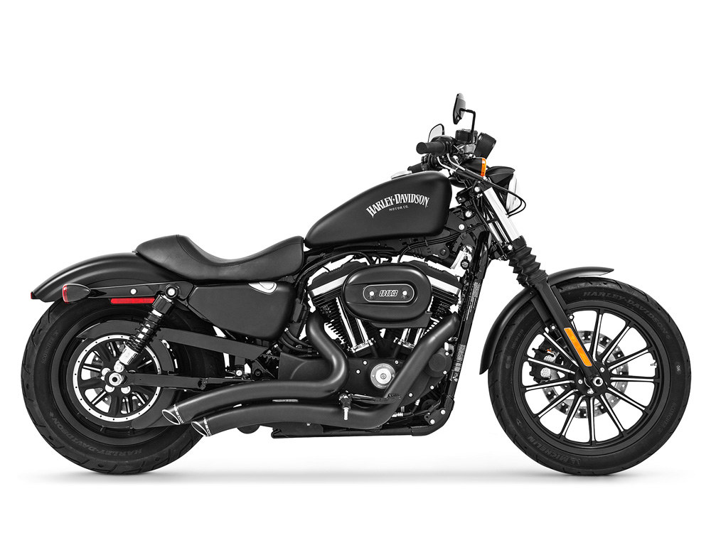 Sharp Curve Radius Exhaust - Black with Black End Caps. Fits Sportster 2004-2021 FREEDOM PERFORMANCE EXHAUST