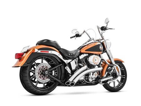 Radical Radius Exhaust - Chrome with Black End Caps. Fits Softail 1986-2017. FREEDOM PERFORMANCE EXHAUST