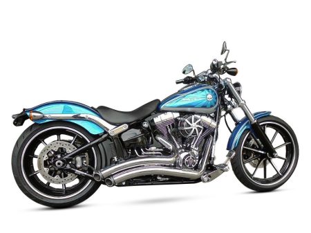 Sharp Curve Radius Exhaust - Chrome with Black End Caps. Fits Softail Breakout 2013-2017 & Rocker 2008-2011. FREEDOM PERFORMANCE EXHAUST