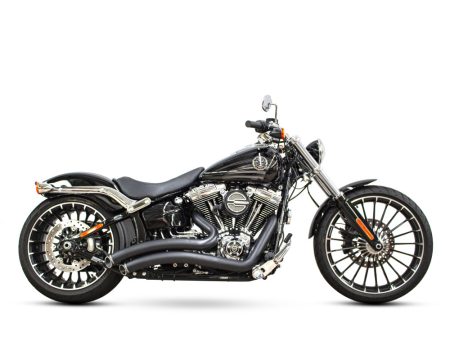 Sharp Curve Radius Exhaust - Black with Black End Caps. Fits Softail Breakout 2013-2017 & Rocker 2008-2011. FREEDOM PERFORMANCE EXHAUST